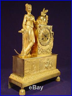 Pendule Empire Restauration bronze doré french clock uhr XIXéme (1810)