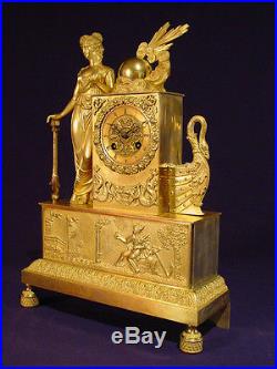 Pendule Empire Restauration bronze doré french clock uhr XIXéme (1810)