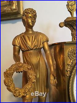 Pendule Empire en Bronze, Signée L. JAPY Fils, H 38 cm