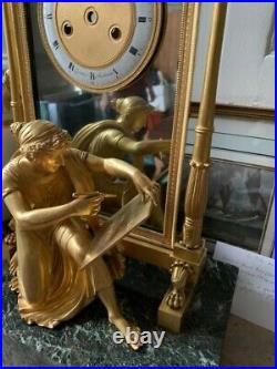 Pendule Empire en Marbre Et Bronze Psyché French Clock