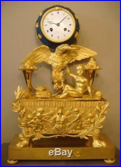 Pendule Empire la Naissance du Roi de Rome bronze doré (french ormolu clock)