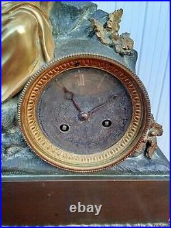 Pendule En Bronze Ancienne XIXe