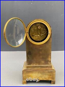 Pendule Epoque Empire Decor A L'antique Cadran Email Bronze Dore Xixe M1255