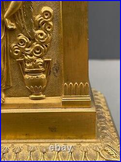 Pendule Epoque Empire Decor A L'antique Cadran Email Bronze Dore Xixe M1255