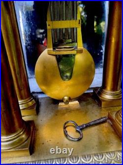 Pendule Époque Empire Régulateur À Chevilles Portique Bronze