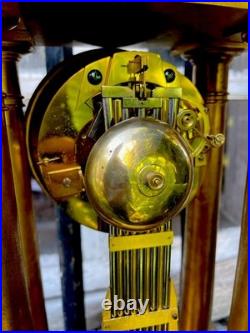 Pendule Époque Empire Régulateur À Chevilles Portique Bronze
