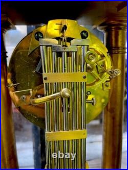 Pendule Époque Empire Régulateur À Chevilles Portique Bronze