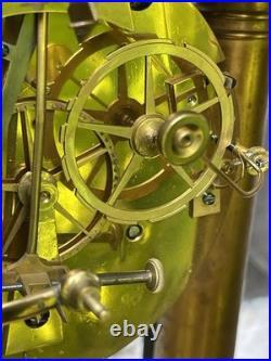 Pendule Époque Empire Régulateur À Chevilles Portique Bronze