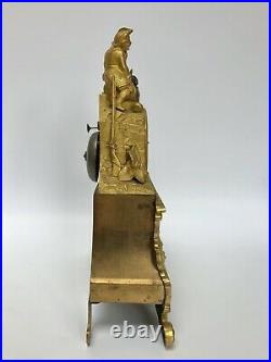 Pendule Epoque Restauration Neogothique Bronze Dore Decor Enfant Broussel C2568