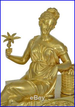 Pendule Flore. Kaminuhr empire bronze clock antike uhren cartel empire