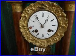 Pendule Horloge A Colonnes Portique Marqueterie N° 2