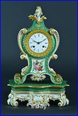 Pendule Horloge Ancien Cartel 19E porcelaine de Paris signé sv Jacob Petit Clock