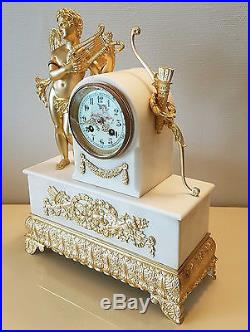 Pendule Horloge & Candelabres Garniture De Cheminee Bronze Dore Empire