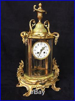 Pendule / Horloge En Forme De Cage De Style Louis XV Avec Balancier Au Mercure