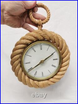 Pendule Horloge Montre murale vintage de style nautique corde AUDOUX MINET 60's