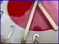 Pendule Horloge Murale Formica Jaz Rouge Vintage Année 50 60