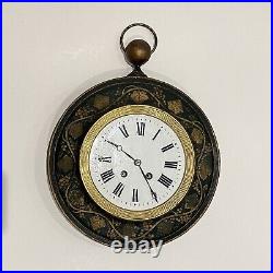 Pendule Horloge Oeil De Boeuf Charles X Tôle Laqué XIXe Siècle Napoleon III
