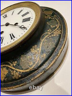 Pendule Horloge Oeil De Boeuf Charles X Tôle Laqué XIXe Siècle Napoleon III