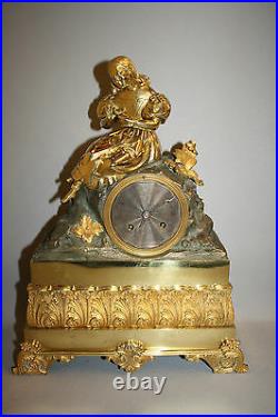 Pendule / Horloge en bronze dorée poinçonnée Pons