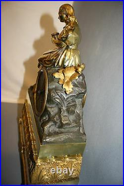 Pendule / Horloge en bronze dorée poinçonnée Pons