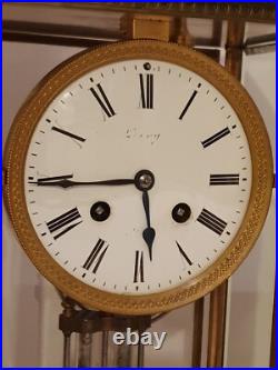Pendule LEROY Grande Pendule cage vitrée à balancier Pendule LEROY Grande Pendule cage vitrée à balancier