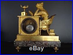Pendule La Liseuse Lacroix Epoque Empire Bronze Marbre Cadran Email 19 Eme C841