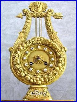 Pendule Lyre Empire en bronze non Napoléon III, Clock