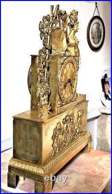 Pendule MOISSON CHAR BLé fil clock brass Kaminuhr bronze paris uhren cartel Pendule MOISSON CHAR BLé fil clock brass Kaminuhr bronze paris uhren cartel