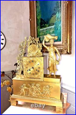 Pendule MOISSON CHAR BLé fil clock brass Kaminuhr bronze paris uhren cartel Pendule MOISSON CHAR BLé fil clock brass Kaminuhr bronze paris uhren cartel