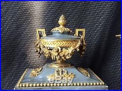 Pendule Ou Garniture De Cheminee Bronze Doré / Marbre Napoléon III St. Louis XVI