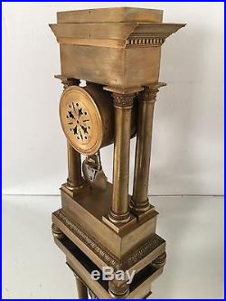 Pendule Portique Bronze Doré Empire Antique French Clock Ancien Napoléon III
