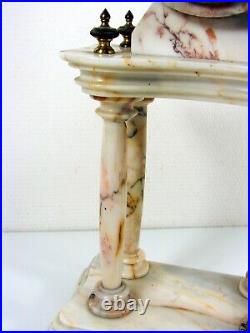 Pendule Portique Marbre XIX° Napoléon III Décor Fleurs H 45 cm