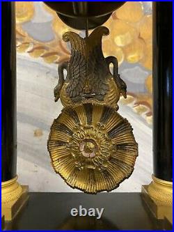 Pendule Portique Napoléon III Empire Bronze Doré Émaillé Enamel Gold Ancien