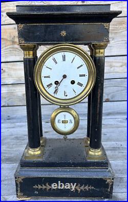 Pendule Portique Napoleon III Empire Horloge Ancien XIXeme