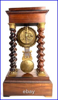 Pendule Portique Napoleon III En Bois Marquéterie Et Bronze Xixe