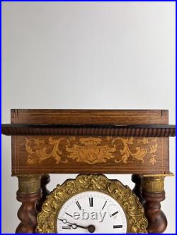Pendule Portique Napoleon III En Bois Marquéterie Et Bronze Xixe