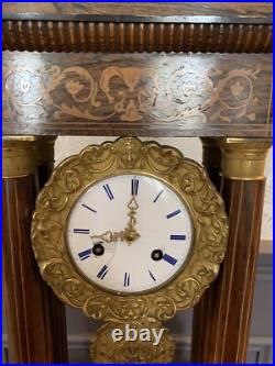 Pendule Portique Noyer Marqueterie, Japy Frères Médaille D'or Louis Philippe