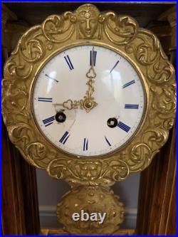 Pendule Portique Noyer Marqueterie, Japy Frères Médaille D'or Louis Philippe