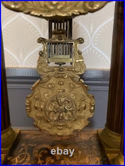 Pendule Portique Noyer Marqueterie, Japy Frères Médaille D'or Louis Philippe