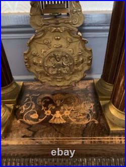 Pendule Portique Noyer Marqueterie, Japy Frères Médaille D'or Louis Philippe