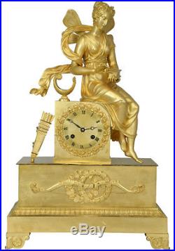 Pendule Psyché. Kaminuhr Empire clock bronze horloge antique uhren