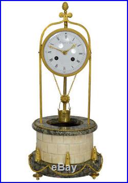 Pendule Puits à eau Léchopié Kaminuhr Empire clock bronze horloge antique cartel
