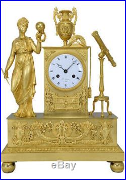 Pendule Uranie. Kaminuhr Empire clock bronze horloge antique cartel