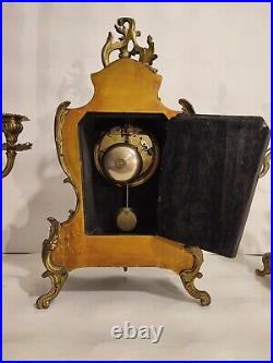 Pendule Vernis Martin Louis XV France 19th Violonée Cartel Horloge Clock Antique