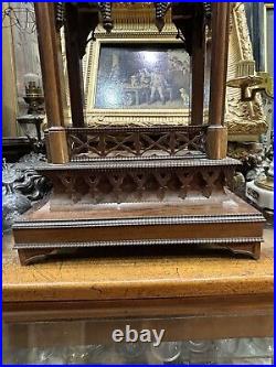 Pendule XIXe En Palissandre Gothique Flamboyant Vers 1830 Mantel Click Gothic