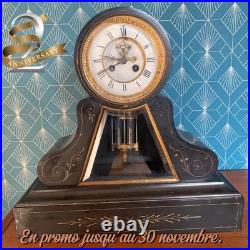 Pendule XIXème, époque Napoléon III, mouvement mercure, en marbre noir