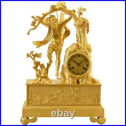 Pendule Zephyr époque restauration en bronze clock uhr reloj orologio horloge
