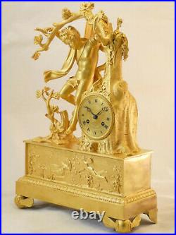Pendule Zephyr époque restauration en bronze clock uhr reloj orologio horloge