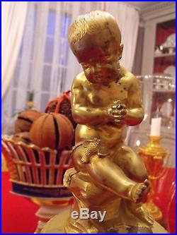 Pendule a fil en bronze cherubin bébé empire restauration