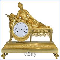 Pendule à la Récamier. Kaminuhr Empire clock bronze horloge antike cartel antiq